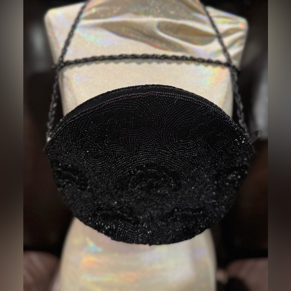 Vintage La Regale Black Beaded Shoulder Bag